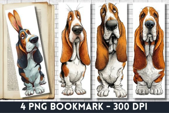 Download Basset Hound Cartoon Dog Art Bookmark - Hound Collection