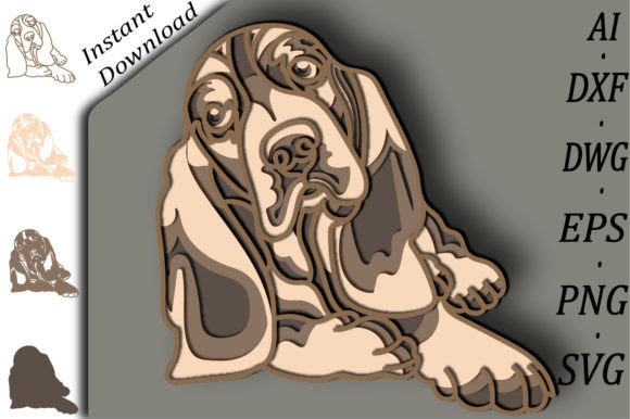 Download Basset Hound Multilayer Svg/3D Layered - Hound Collection