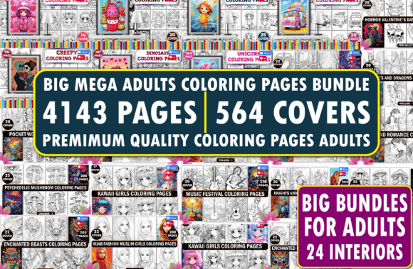 Download 4143 Mega Adults Coloring Pages Bundle - Adults coloring page Collection